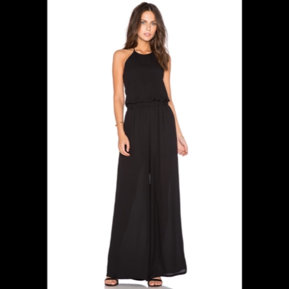 Krisa x Revolve Tie Back Halter Wide Leg Jumpsuit Black Size S - NWT - Picture 1 of 7